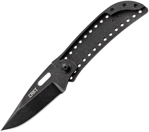 CRKT Desta Lockback Folding Stonewash Drop Pt Blade Black Handle Knife 2784