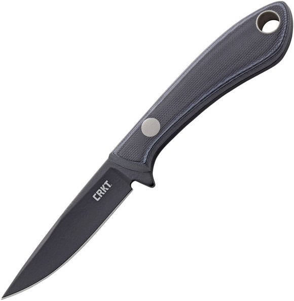 CRKT Mossback Bird & Trout Fixed Carbon Steel Blade Black Gray Handle Knife 2832