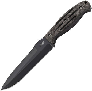 CRKT 11" OC3 Fixed Carbon Steel Drop Pt Blade Black Micarta Handle Knife 2852