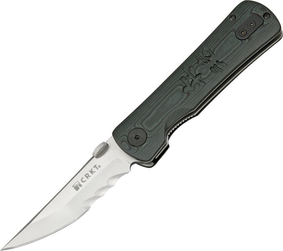 CRKT Heiho A/O Folding Serrated Tanto Blade AutoLAWKS Black Handle Knife 2901