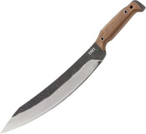 CRKT 17.5" Mah-Chete Fixed Steel Drop Pt Blade Walnut Wood Handle Knife with Sheath 3100