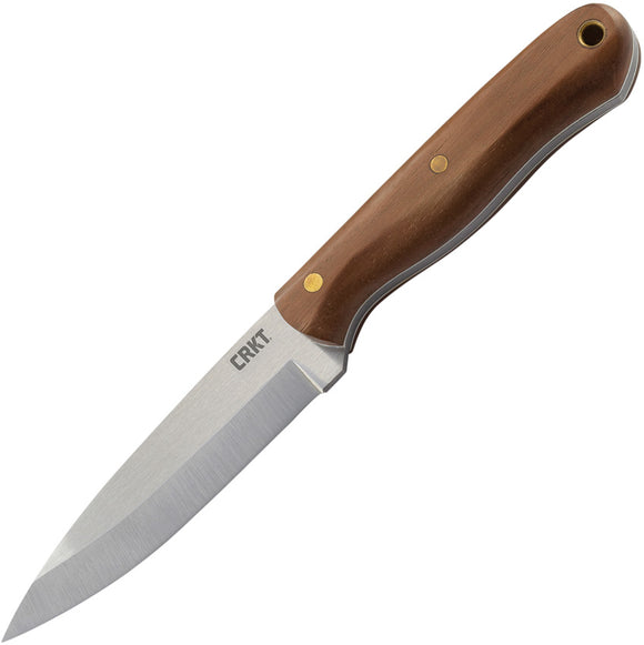 CRKT Saker Bushcraft Fixed Scandi Steel Blade Survival Walnut Handle Knife 3760
