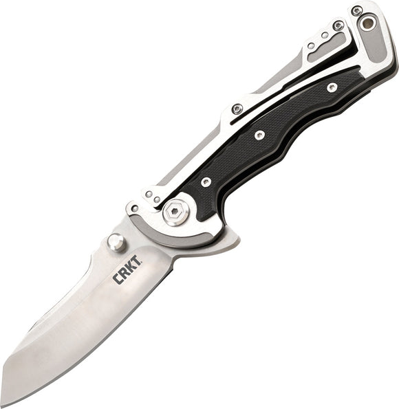 CRKT Graphite Folding Drop Pt Blade Plain Skeletal Frame Black G10 Knife 5190