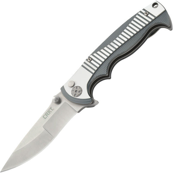 CRKT Tighe Rade Folding Stainless Drop Pt Blade Gray Aluminum Handle Knife 5290