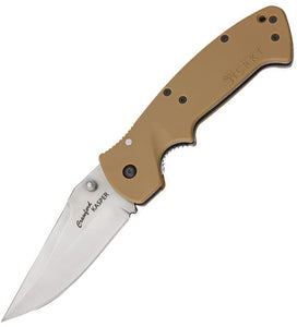 CRKT Crawford Kasper Desert Brown Folding Knife - Plain Edge - 6773d