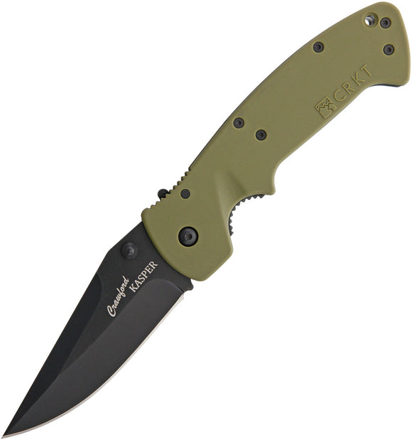 CRKT Crawford Kasper Folding Pocket Knife -  Black Blade Plain Edge - 6773kod