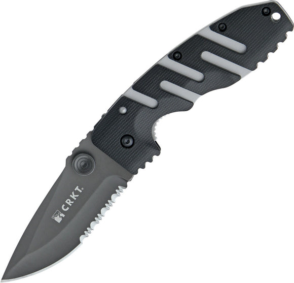 CRKT Ryan Model 7 Folding Serrated Drop Black Blade & Zytel Handle Knife 6813Z