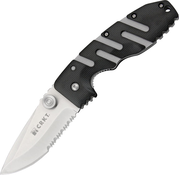 CRKT Ryan Model 7 Folding Serrated Drop Pt Blade Black Zytel Handle Knife 6813