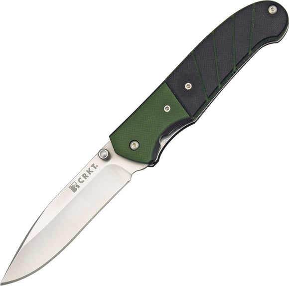 CRKT Ignitor Sport A/O Folding Drop Pt Blade Green & Black G10 Handle Knife 6850