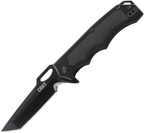 CRKT Septimo Arcane Linerlock Folding Tanto Blade Belt Cutter Black Knife 7050
