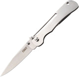 CRKT Offbeat Lockback Satin Blade Brushed Stainless Folding Knife 7730