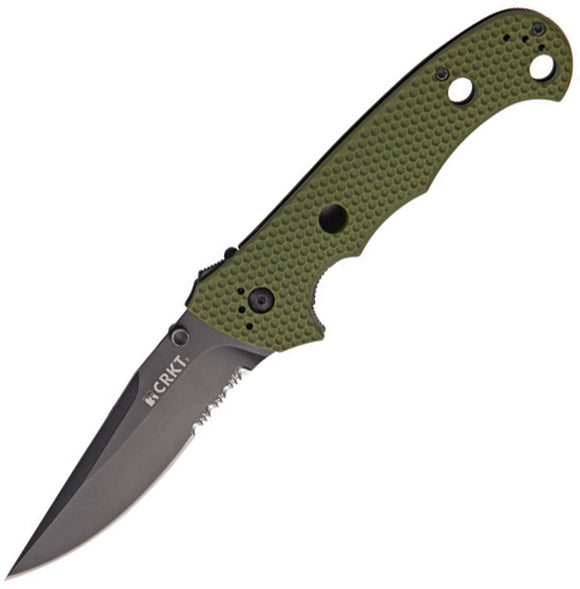 CRKT Hammond Cruiser Folding Green Knife - LAWKS  Black Blade - 7914DKG