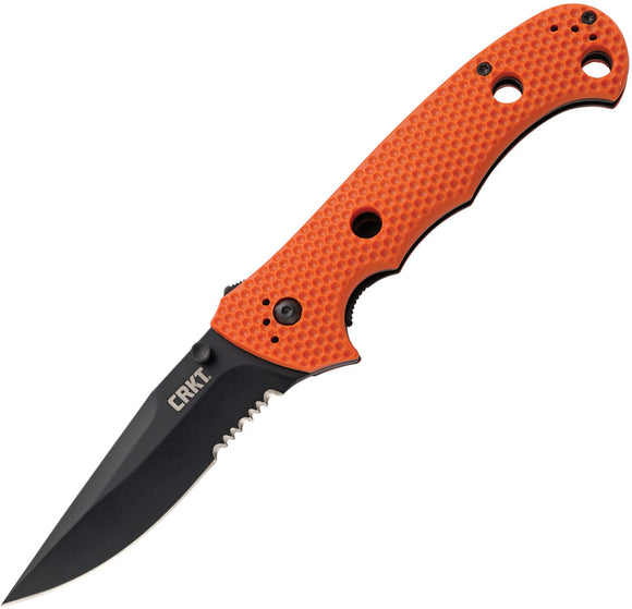 CRKT Hammond Cruiser Linerlock Orange Black Serrated LAWKS Folding Knife 7914ORB