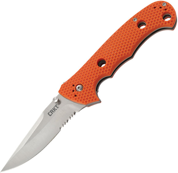 CRKT Hammond Cruiser Linerlock Orange Serrated Satin LAWKS Folding Knife 7914OR