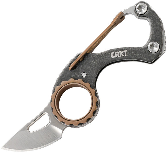 CRKT Compano Carabiner Silver Slip Joint stonewash Folding Knife 9082