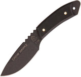 TOPS 5" Crow Hawke Fixed Drop Pt Blade Black Linen Micarta Handle Knife