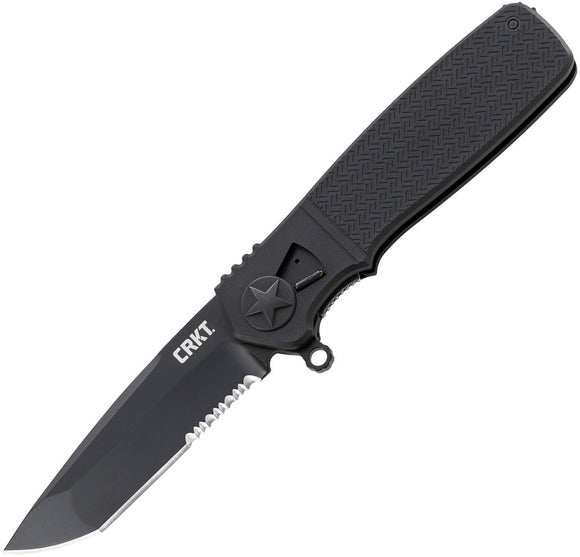 CRKT Homefront Folding Part Serrated Tanto Blade Black GRN Handle Knife k260KKS