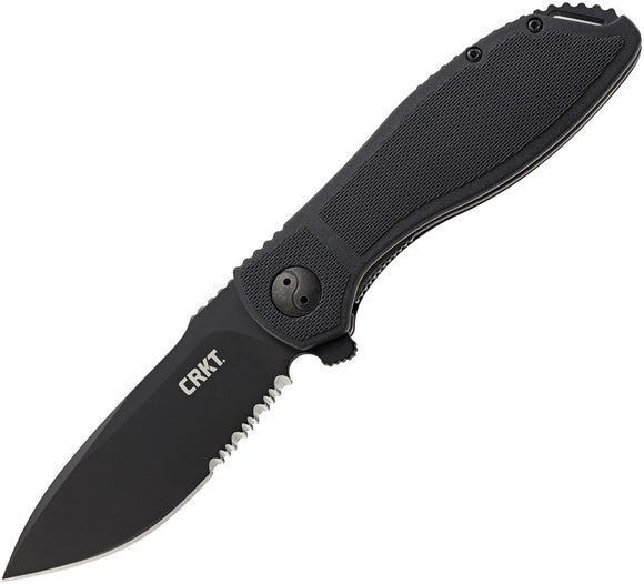 CRKT Prowess Linerlock Black GFN Handle Folding Knife AUS-8 Drop Blade K290KKS