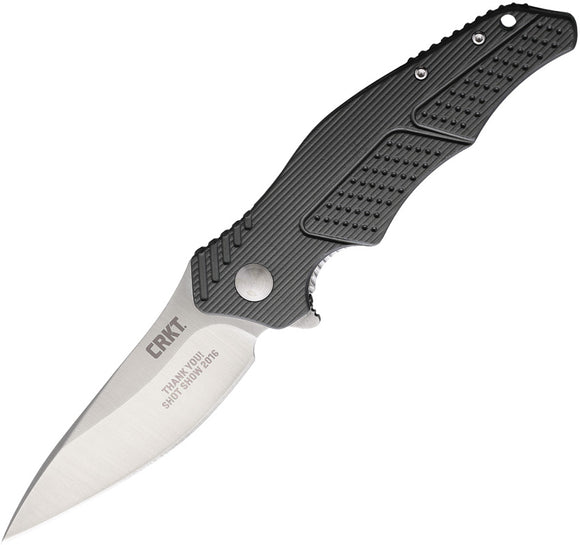 CRKT Outrage Folding Knife Linerlock Gray Aluminum 8Cr13MoV Drop Pt K320GXPSS