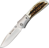CRKT Carson M4 Stag Scales Folding Knife Plain Blade Pocket LAWKS Switch m402S