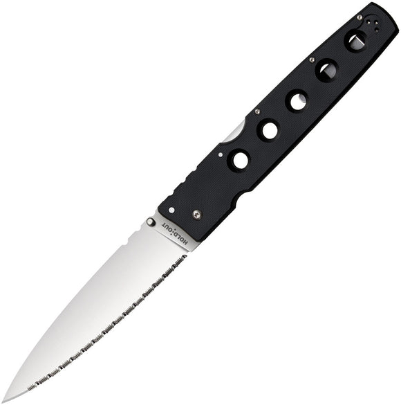 Cold Steel Hold Out Lockback Black G10 Folding CPM-S35VN Serrated Knife 11G6S