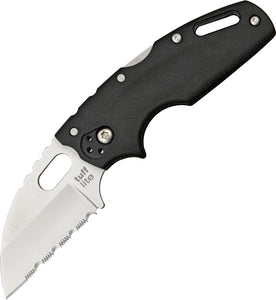 Cold Steel Tuff Lite Folding Blade Serrated Black Handle Utility 3 3/4" Pocket Neck Knife 20LTS