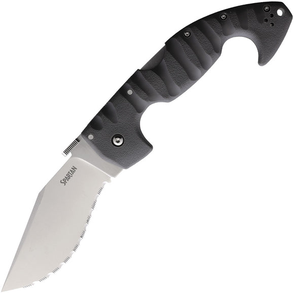 Cold Steel Spartan Pocket Knife Lockback Black Folding Serrated AUS-10A 21SS
