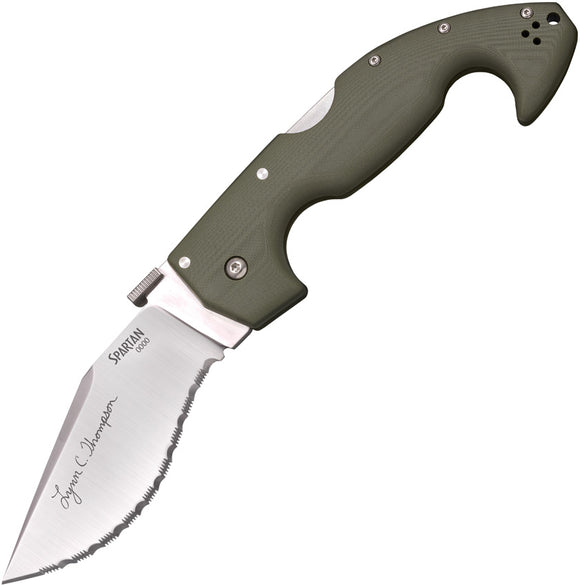 Cold Steel Spartan Lockback Green G10 Folding Serrated S35VN Pocket Knife 21STAA