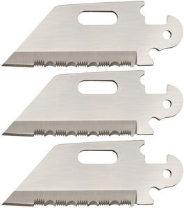 Cold Steel Click N Cut 3pk Stainless Sheepsfoot Serrated Utility Blades 40AP3C