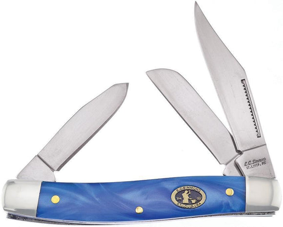 Frost Cutlery Stockman Blue Bayou Handle Stainless Folding Blades Knife
