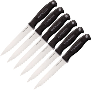 Cold Steel Black Six Steak Knife Set Stainless Blade 59KSS6Z