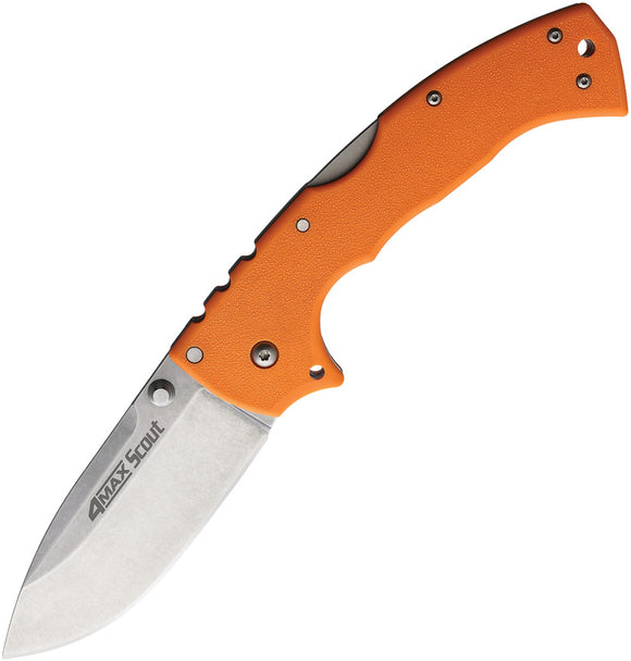 Cold Steel 4-Max Scout Pocket Knife Lockback Orange Folding AUS-10A 62RQORSW