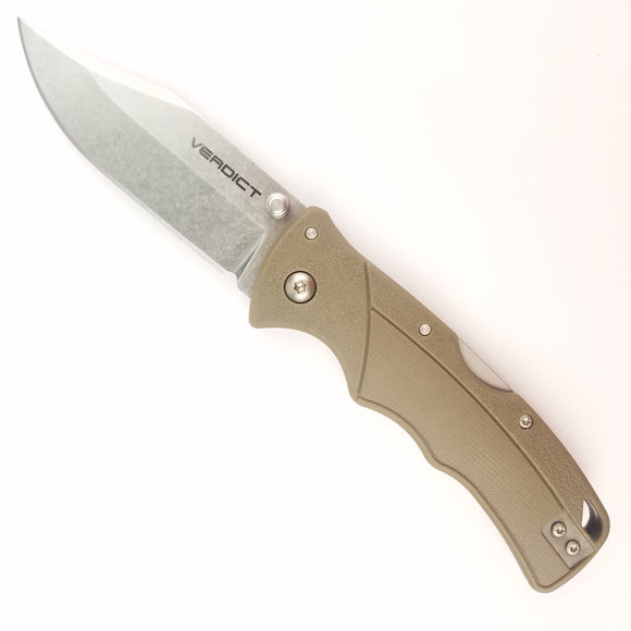 Cold Steel Verdict Pocket Knife Lockback FDE Folding 4116 Stainless FLC3CPSSFDE