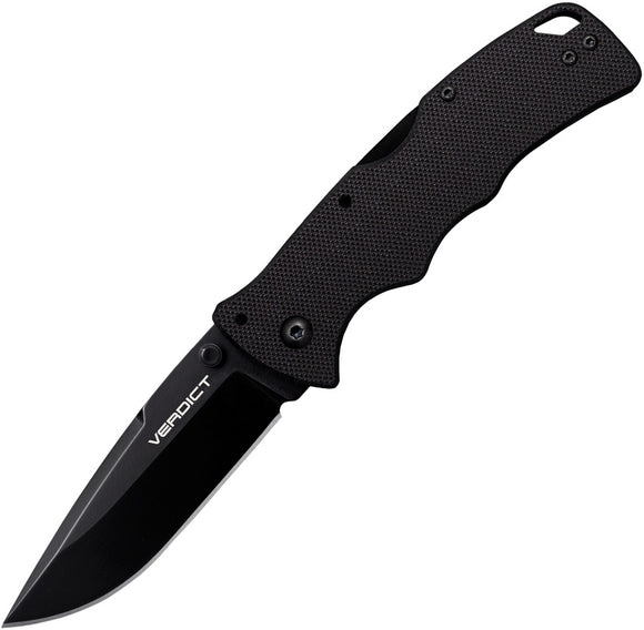 Cold Steel Verdict Lockback Black G10 Folding AUS10A Spear Point Knife FLC3SP10A