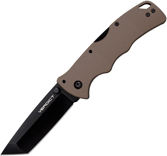 Cold Steel Verdict Lockback FDE G10 Folding AUS-10A Tanto Knife FLC3T10AFDE