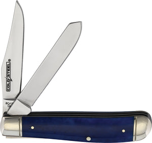 Cold Steel Mini Trapper Pocket Knife Blue Smooth Bone Folding 8Cr13MoV FLMRPRB