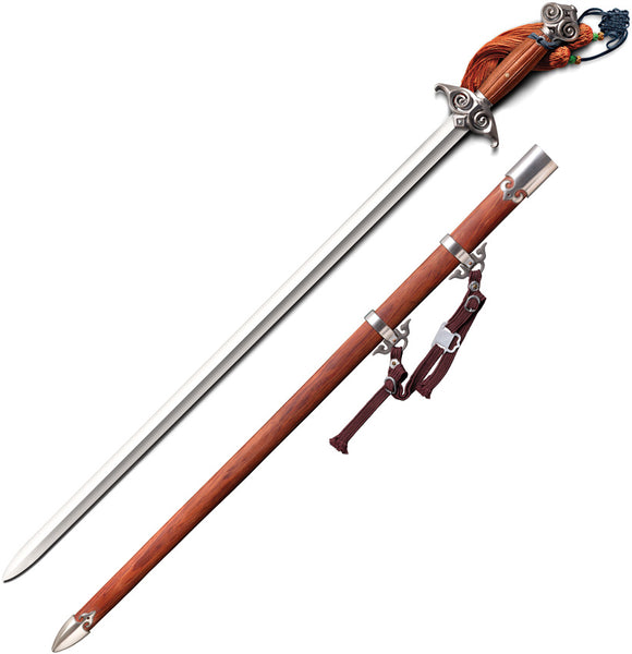 Cold Steel Chinese Gim Sword Rosewood 1060HC Steel Sword w/ Scabbard SWCHNGIM