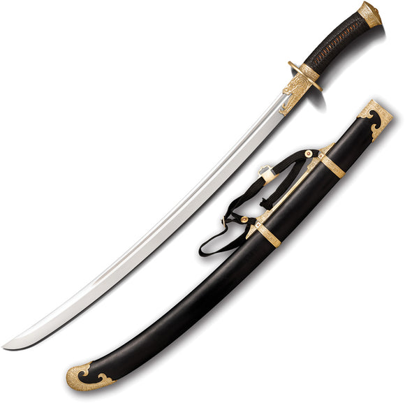 Cold Steel Chinese Sabre Sword Black Wood 1060HC Steel Sword w/ Scabbard SWCHNSBR