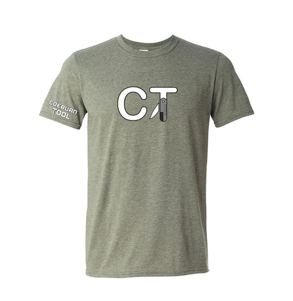 Coeburn Tool Big Lettermark Logo Heather Green Short Sleeve T-Shirt w/Ccoeburn Tool Sleeve XL