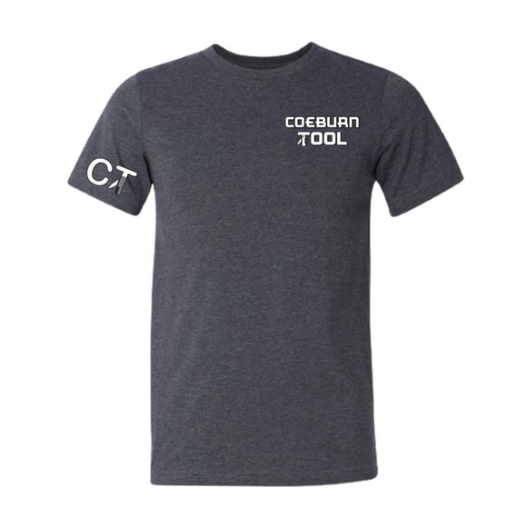 Coeburn Tool Small Word Logo Dark Heather Gray Short Sleeve T-Shirt w/ CT Logo Sleeve 2XL