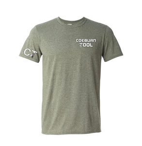 Coeburn Tool Small Word Logo Heather Green Short Sleeve T-Shirt w/ CT Logo Sleeve L