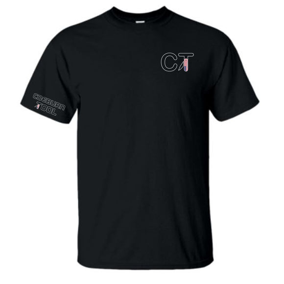 Coeburn Tool American Flag SM Outline Logo Black Short Sleeve T-Shirt w/ Outline Coeburn Sleeve 2XL