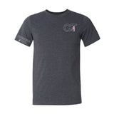 Coeburn Tool American Flag SM Outline Logo Dark Heather Gray Short Sleeve T-Shirt w/ Outline Coeburn Sleeve 2XL