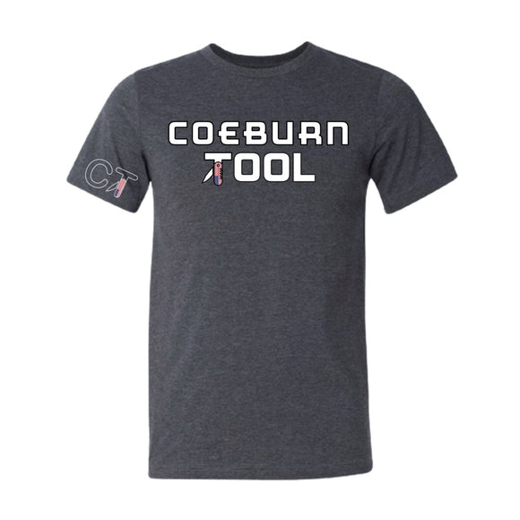 Coeburn Tool American Flag LG Logo Dark Heather Gray Short Sleeve T-Shirt w/ Outline CT Sleeve 2XL