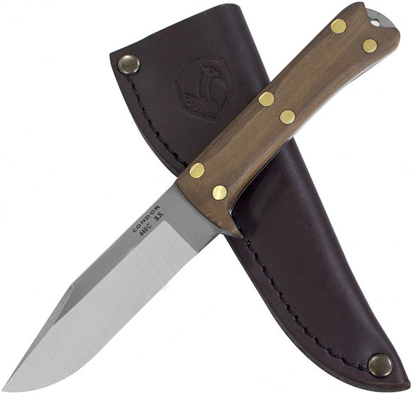 Condor Lifeland Hunter Stainless Fixed Drop Pt Blade Walnut Handle Knife 103454C