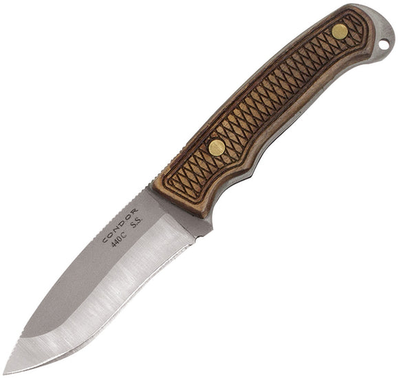 Condor Jackal Drop Pt Skinner Stainless Fixed Blade Walnut Handle Knife 1083124C