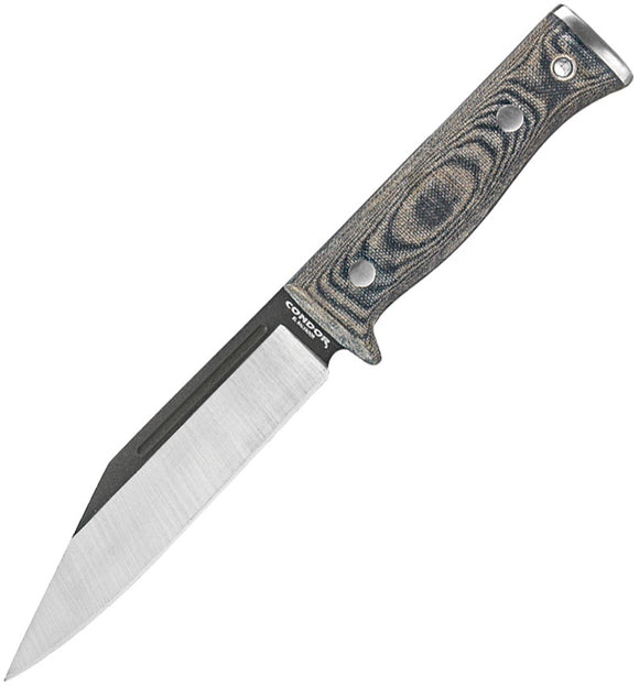 Condor Sigrun Fixed Blade Knife Black Canvas Micarta 1075HC w/ Sheath 182355HC