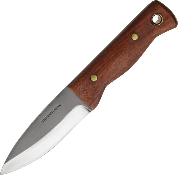 Condor Tool & Knife Mini Bushlore Knife Wood handle + Leather Sheath 2323hc