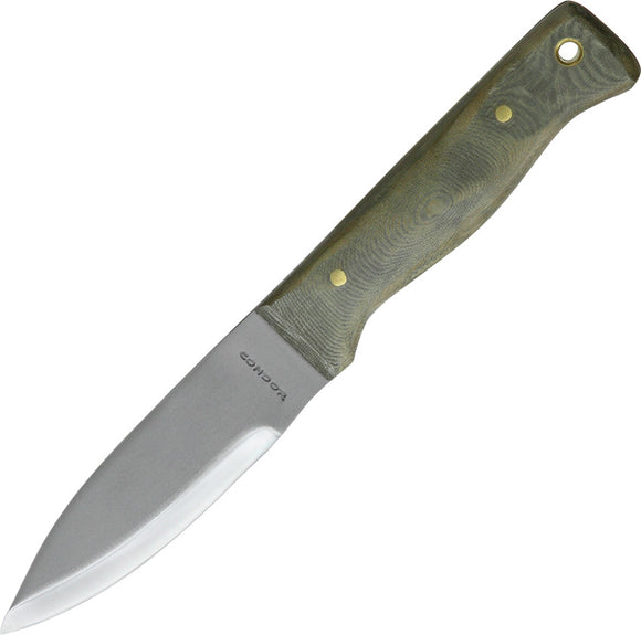 Condor Tool & Knife Bushlore Knife Green Micarta Handle Fixed Blade Leather Sheath 23243HCM