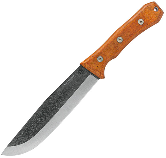 Condor Mountain Pass Camp Micarta 1095HC Fixed Blade Knife w/ Sheath 28357HC